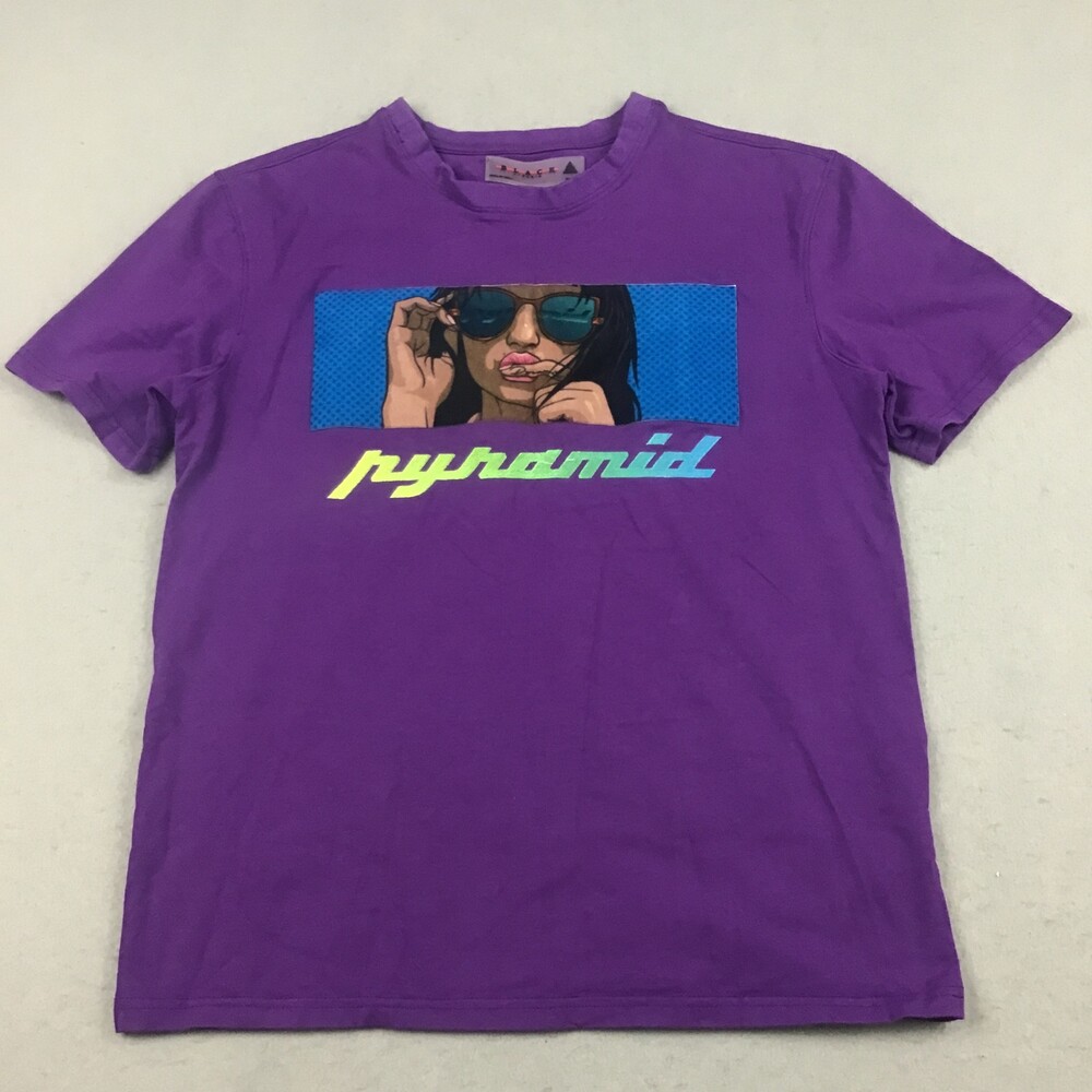 Black Pyramid Shirt Men Small Purple Textured Graphic Print Short Sleeve Tee S